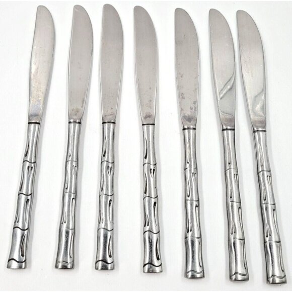 Vintage Knives Knife Rogers Co. Stainless CITADEL Bamboo Korea Lot of 7 Pieces - Picture 1 of 5